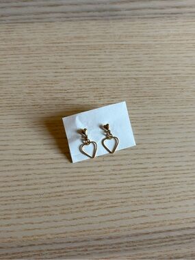 Gold Heart Drop Earrings - Women's Jewelry